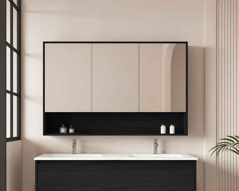 Mercio -  Hera 1200mm Shaving Cabinet Black Oak - Beyond Bathware