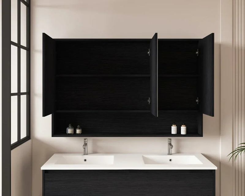 Mercio -  Hera 1200mm Shaving Cabinet Black Oak - Beyond Bathware