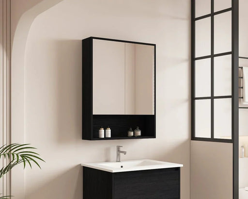 Mercio -  Hera Shaving Cabinet 60cm Black Oak - Beyond Bathware