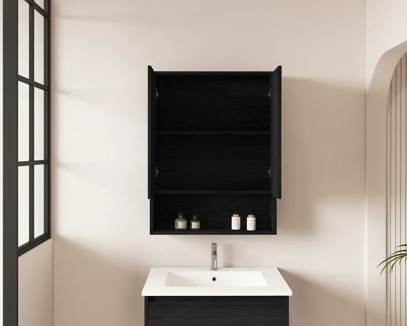 Mercio -  Hera Shaving Cabinet 60cm Black Oak - Beyond Bathware