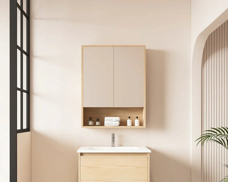 Mercio -  Hera Shaving Cabinet 60cm Tas Oak - Beyond Bathware