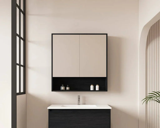 Mercio -  Hera Shaving Cabinet 75cm Black Oak - Beyond Bathware