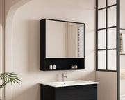 Mercio -  Hera Shaving Cabinet 75cm Black Oak - Beyond Bathware