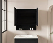 Mercio -  Hera Shaving Cabinet 75cm Black Oak - Beyond Bathware