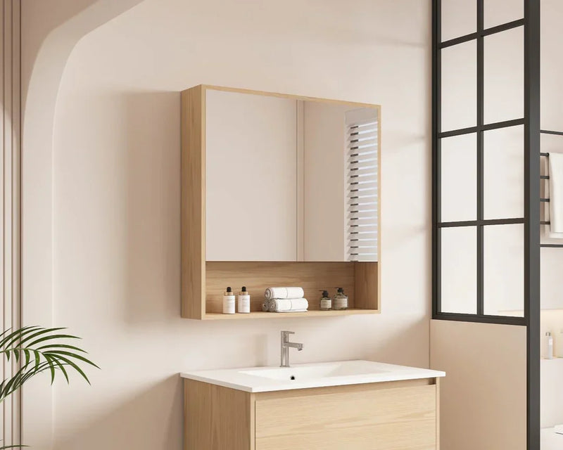 Mercio -  Hera Shaving Cabinet 75cm Tas Oak - Beyond Bathware