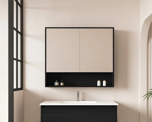 Mercio -  Hera Shaving Cabinet 90cm Black Oak - Beyond Bathware
