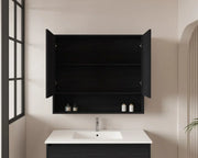 Mercio -  Hera Shaving Cabinet 90cm Black Oak - Beyond Bathware