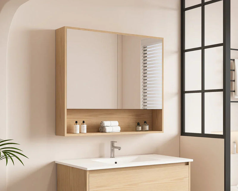 Mercio -  Hera Shaving Cabinet 90cm Tas Oak - Beyond Bathware