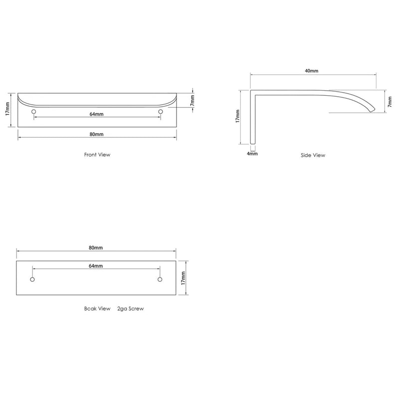 OTTI HAMPSHIRE HANDLE MATTE BLACK (AVAILABLE IN 80MM, 120MM, AND 200MM)