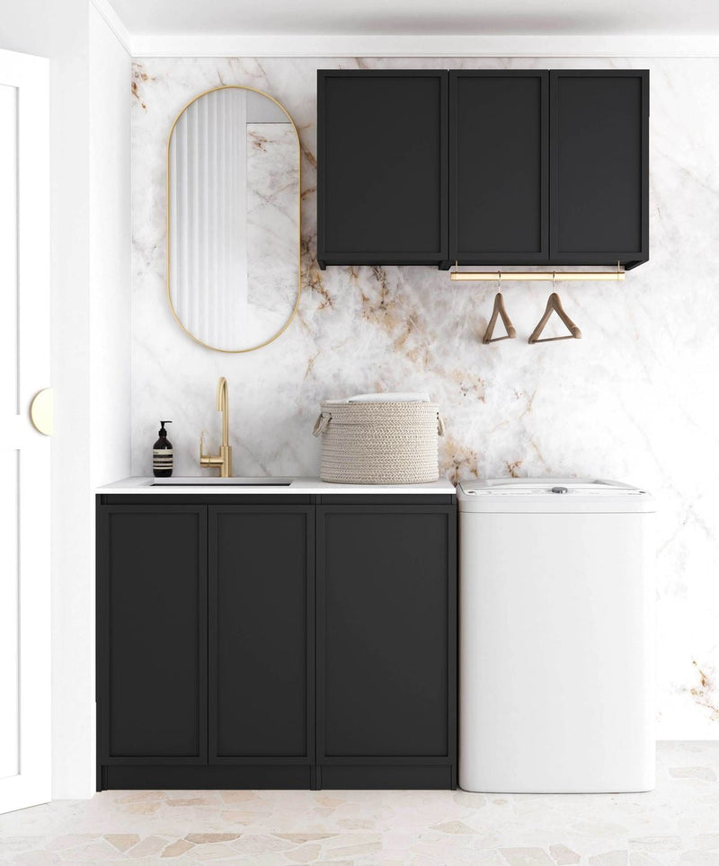 OTTI HAMPSHIRE MATTE BLACK 630MM WALL LAUNDRY CABINET