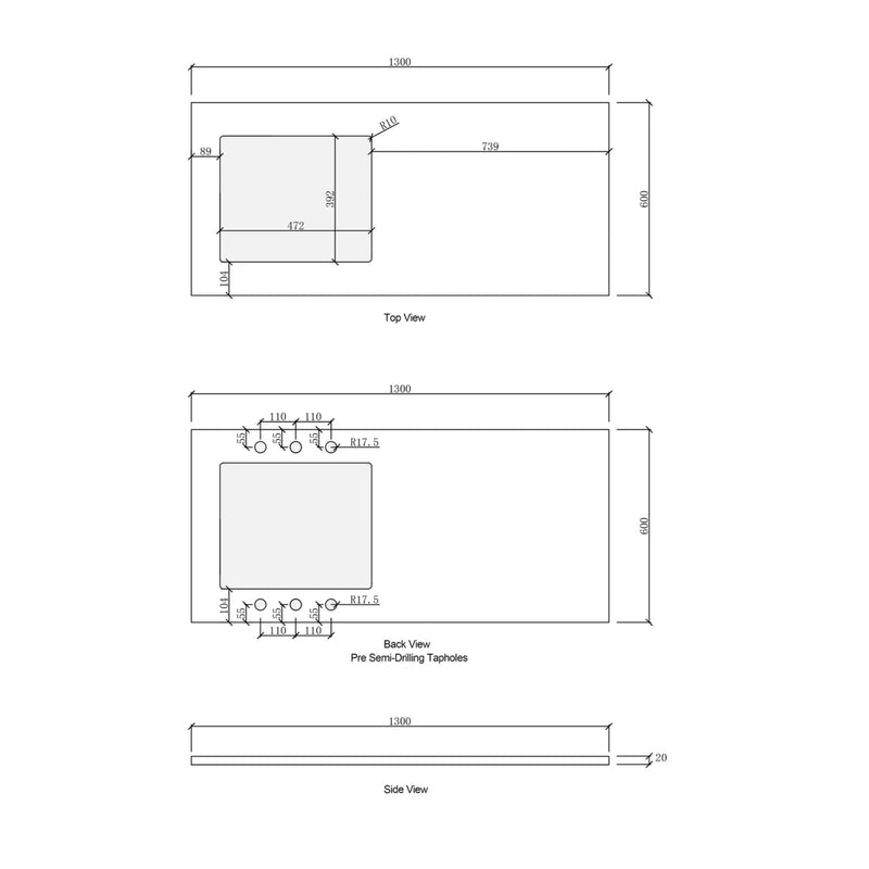 OTTI HAVANA SABLE WALNUT FLUTED 1305MM LAUNDRY AND WALL CABINET WITH STONE TOP & SINK (PACKAGE-A)