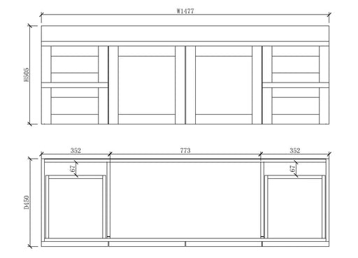 ABS Riva - Riva Hawaii Wall Hung Double Bowl Vanity 1500mm - Matt White - Aqualux Bathrooms