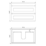 ABS Riva - Riva Hawaii Wall Hung Vanity 750mm - Matt White - Aqualux Bathrooms