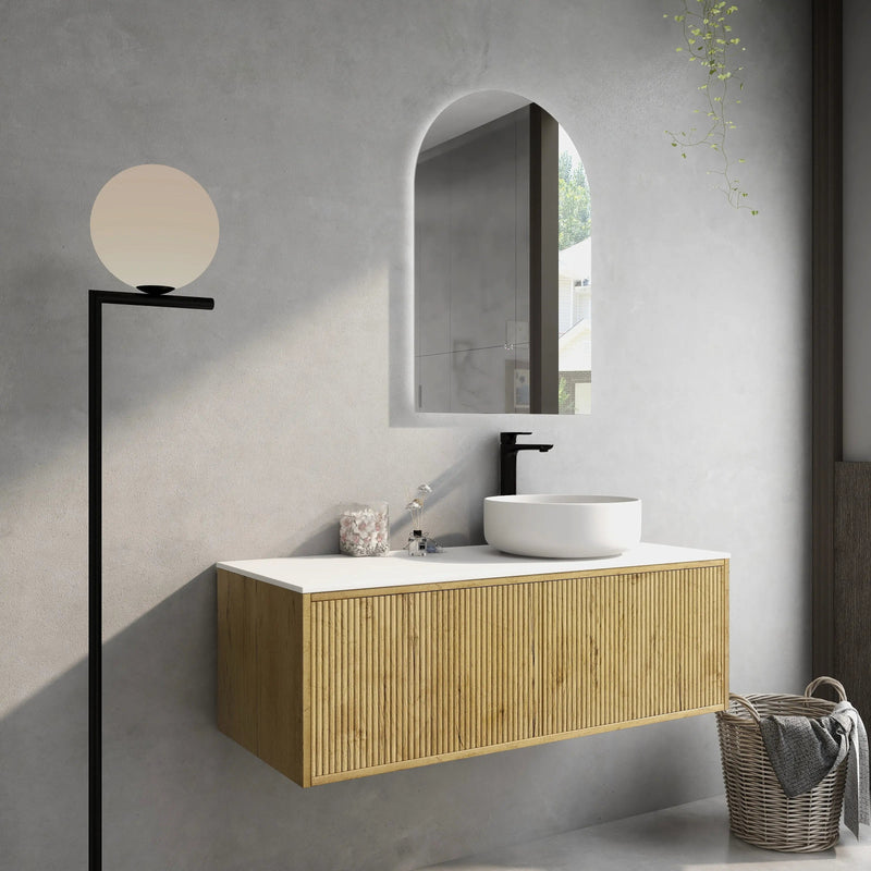 Bellevue Wall Hung Standard Vanity 1200 (Prime Oak) - Aqualux Bathrooms- Poseidon