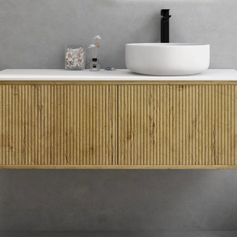 Bellevue Wall Hung Standard Vanity 1200 (Prime Oak) - Aqualux Bathrooms- Poseidon