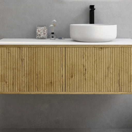 Bellevue Wall Hung Standard Vanity 1200 (Prime Oak) - Aqualux Bathrooms- Poseidon