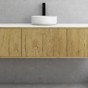 Bellevue Wall Hung Ensuite Vanity 1500 (Prime Oak/Single Bowl) - Aqualux Bathrooms- Poseidon