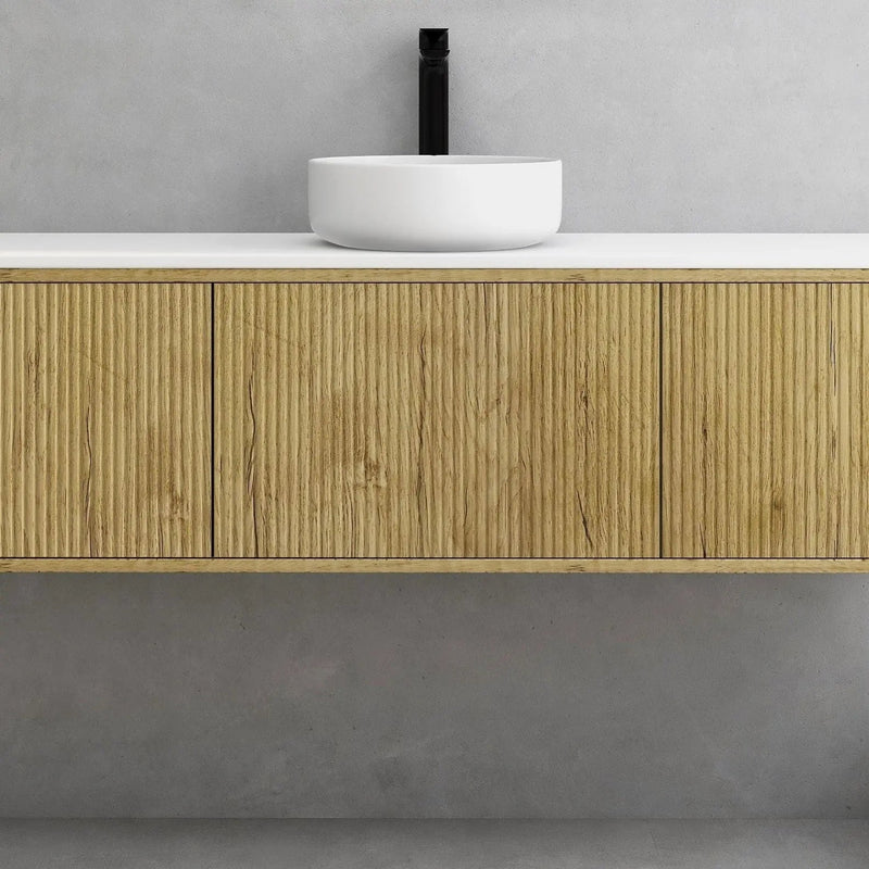 Bellevue Wall Hung Ensuite Vanity 1500 (Prime Oak/Single Bowl) - Aqualux Bathrooms- Poseidon