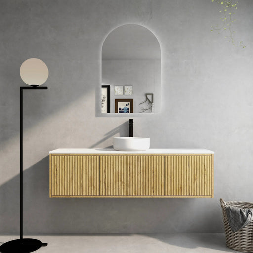 Bellevue Wall Hung Ensuite Vanity 1500 (Prime Oak/Single Bowl) - Aqualux Bathrooms- Poseidon