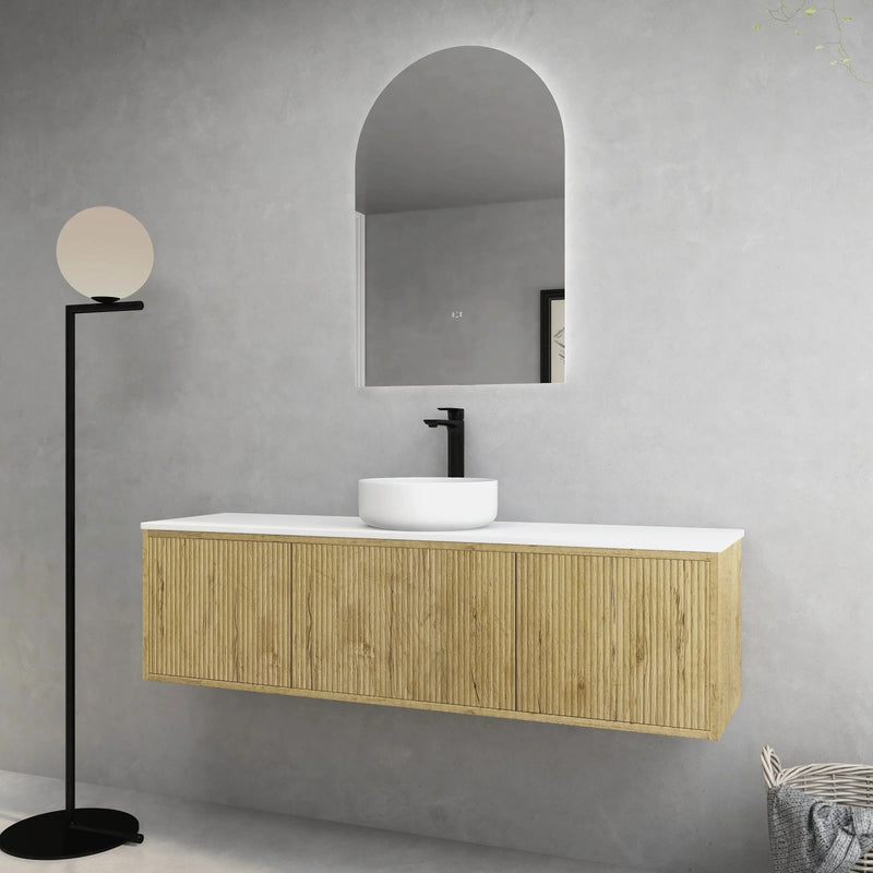 Bellevue Wall Hung Ensuite Vanity 1500 (Prime Oak/Single Bowl) - Aqualux Bathrooms- Poseidon