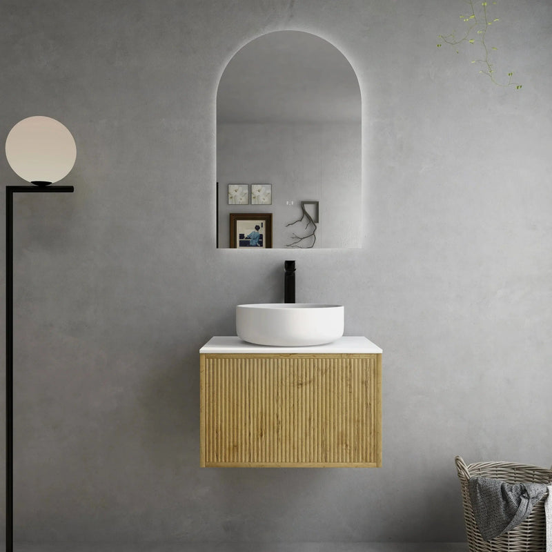 Bellevue Wall Hung Standard Vanity 600 (Prime Oak) - Aqualux Bathrooms- Poseidon
