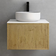 Bellevue Wall Hung Standard Vanity 600 (Prime Oak) - Aqualux Bathrooms- Poseidon