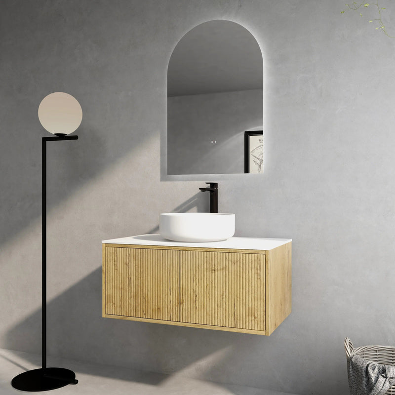 Bellevue Wall Hung Ensuite Vanity 900 (Prime Oak) - Aqualux Bathrooms- Poseidon