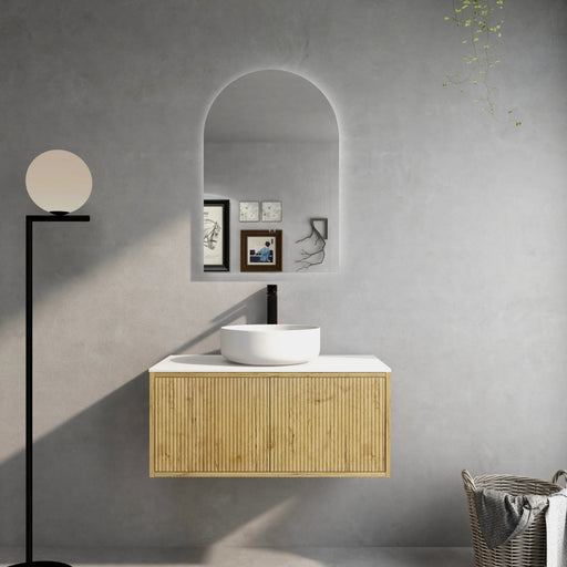 Bellevue Wall Hung Ensuite Vanity 900 (Prime Oak) - Aqualux Bathrooms- Poseidon