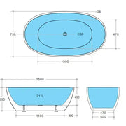 Stella Freestanding Bathtub - Non Overflow - Aqualux Bathrooms- Poseidon