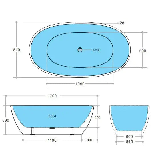 Stella Freestanding Bathtub - Non Overflow - Aqualux Bathrooms- Poseidon