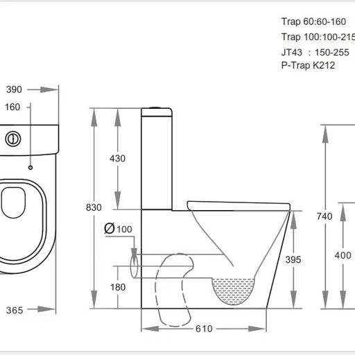 Avery Box Rim White Toilet Suit - Aqualux Bathrooms- Poseidon