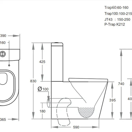 Kasey Box Rim White Toilet Suite - Aqualux Bathrooms- Poseidon