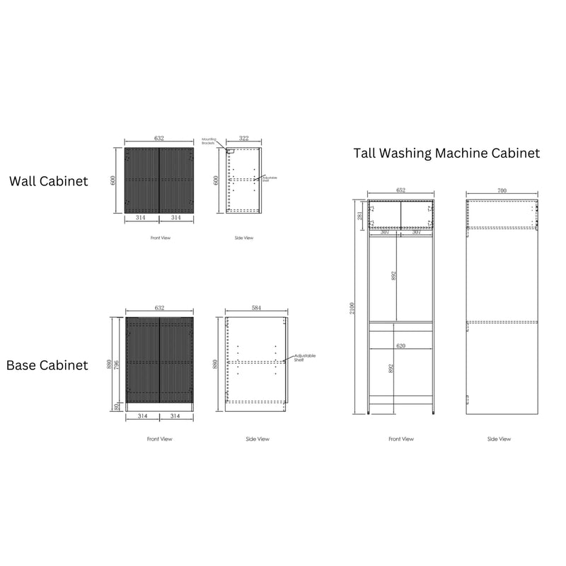 OTTI BONDI MATTE WHITE 1300MM LAUNDRY AND WALL CABINET WITH STONE TOP & SINK (PACKAGE-C)