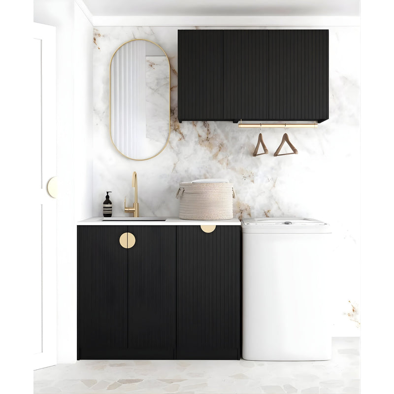 OTTI MARLO MATTE BLACK 1715MM LAUNDRY AND WALL CABINET WITH STONE TOP & SINK (PACKAGE-A)