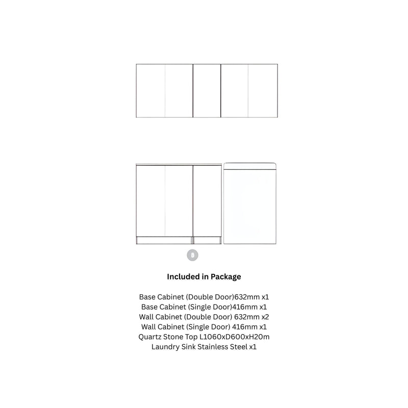 OTTI NOOSA MATTE WHITE 1715MM LAUNDRY AND WALL CABINET WITH STONE TOP & SINK (PACKAGE-B)