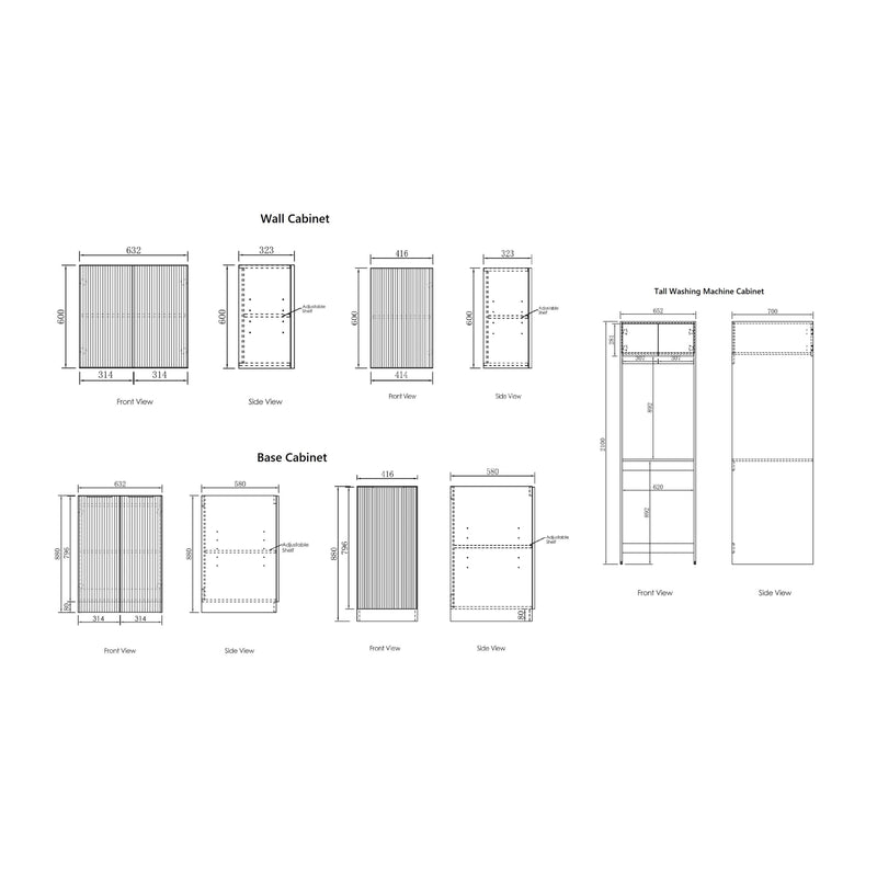 OTTI HAVANA SABLE WALNUT FLUTED 1715MM LAUNDRY AND WALL CABINET WITH STONE TOP & SINK (PACKAGE-C)