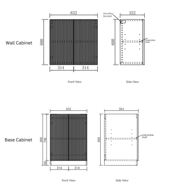 OTTI BONDI MATTE WHITE 1960MM LAUNDRY AND WALL CABINET WITH STONE TOP & SINK (PACKAGE-A)