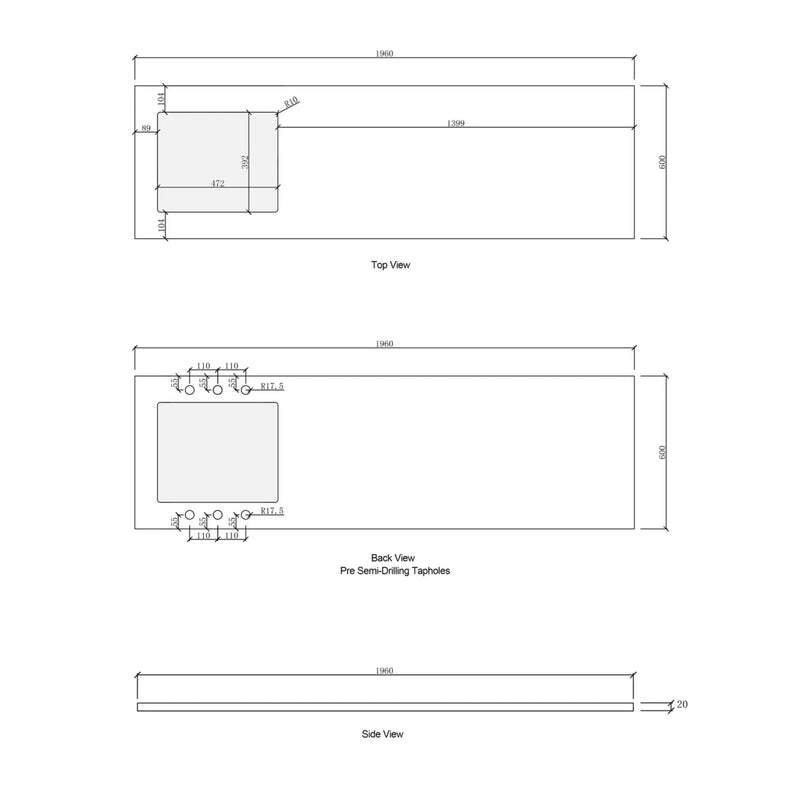 OTTI HAMPSHIRE MATTE WHITE 1960MM LAUNDRY AND WALL CABINET WITH STONE TOP & SINK (PACKAGE-C)