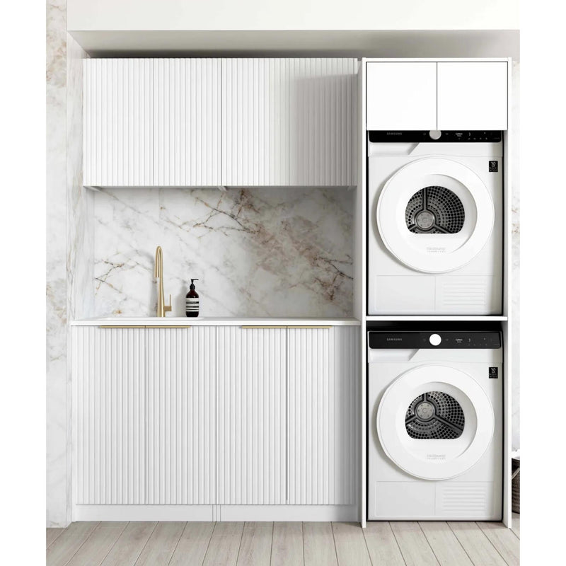 OTTI NOOSA MATTE WHITE 1960MM LAUNDRY AND WALL CABINET WITH STONE TOP & SINK (PACKAGE-C)