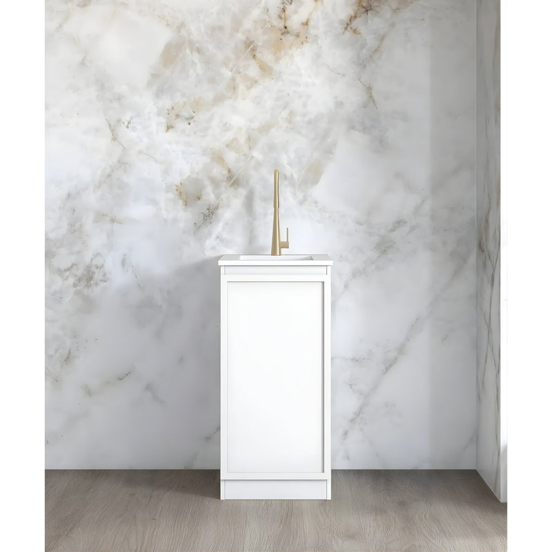 OTTI HAMPSHIRE MATTE WHITE 430MM MINI LAUNDRY CABINET WITH STONE TOP & SINK