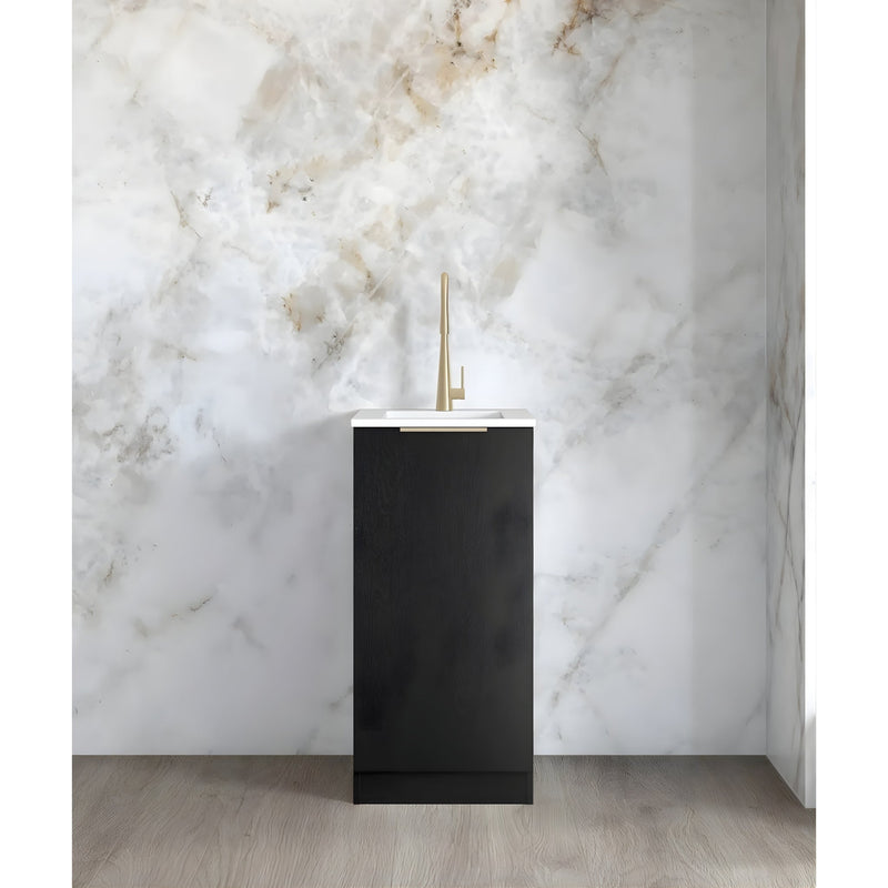 OTTI BYRON BLACK OAK 430MM MINI LAUNDRY CABINET WITH STONE TOP & SINK
