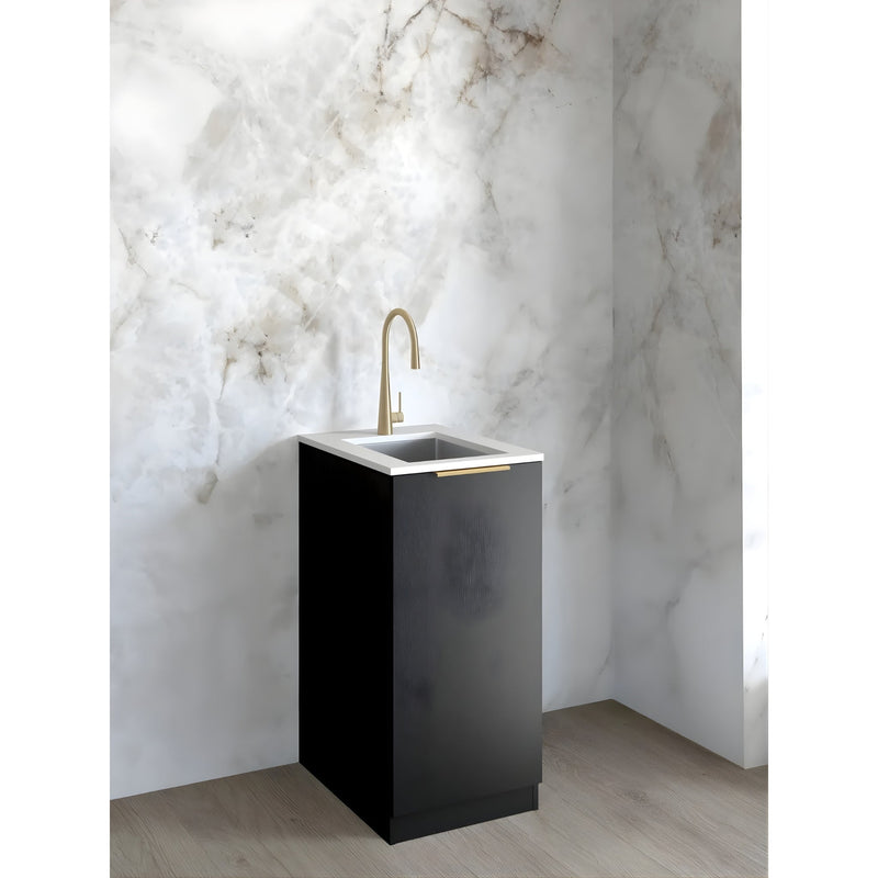 OTTI BYRON BLACK OAK 430MM MINI LAUNDRY CABINET WITH STONE TOP & SINK