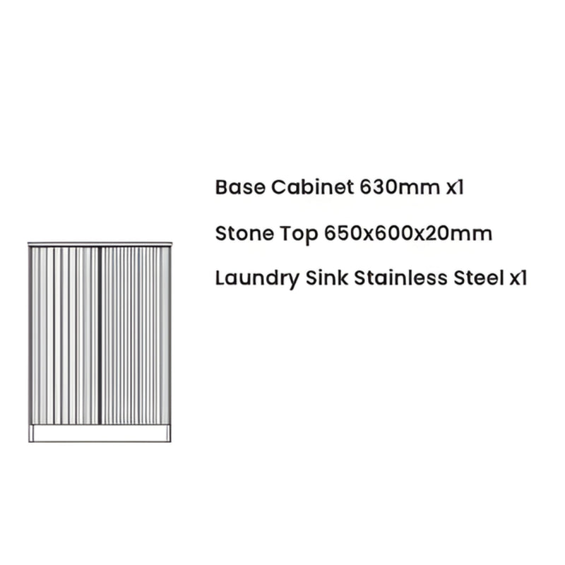 OTTI HAVANA WOODLAND OAK 650MM MINI LAUNDRY CABINET WITH STONE TOP & SINK