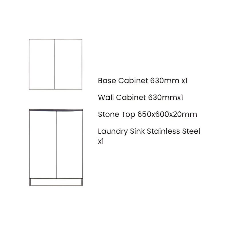 OTTI BYRON BLACK OAK 650MM MINI LAUNDRY SET WITH STONE TOP & SINK