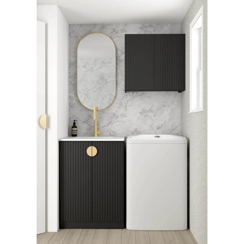 OTTI MARLO MATTE BLACK 650MM MINI LAUNDRY SET WITH STONE TOP & SINK