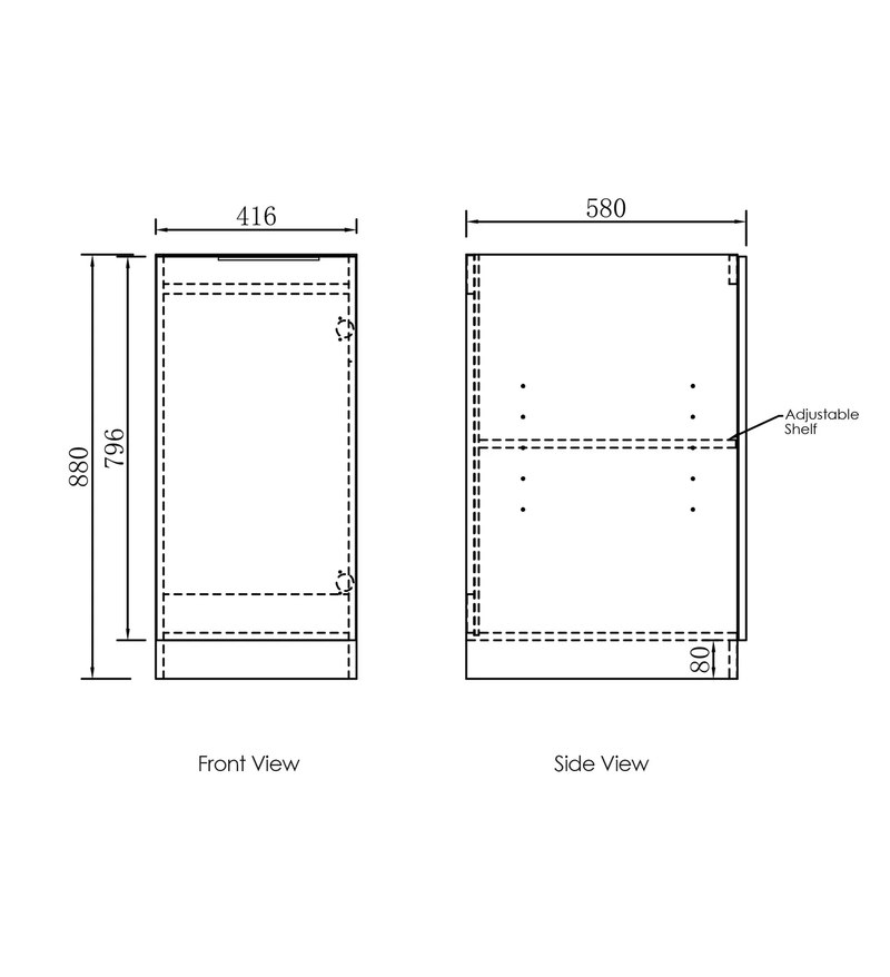 OTTI BYRON BLACK OAK 416MM BASE LAUNDRY CABINET
