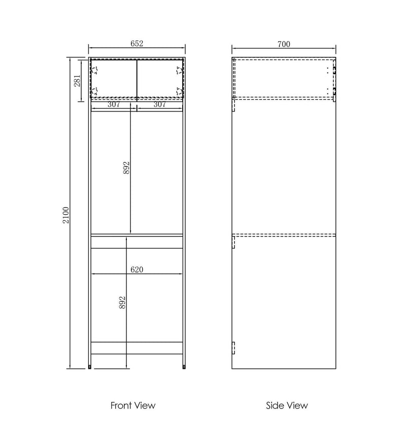 OTTI HAMPSHIRE BLACK 2100MM LAUNDRY TALL WASHING MACHINE CABINET