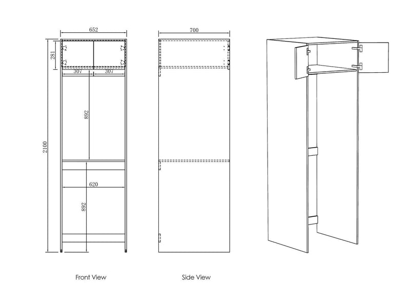 OTTI HAMPSHIRE MATTE WHITE 2100MM LAUNDRY TALL WASHING MACHINE CABINET