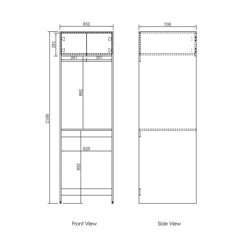 OTTI HAVANA SABLE WALNUT 2100MM LAUNDRY TALL WASHING MACHINE CABINET
