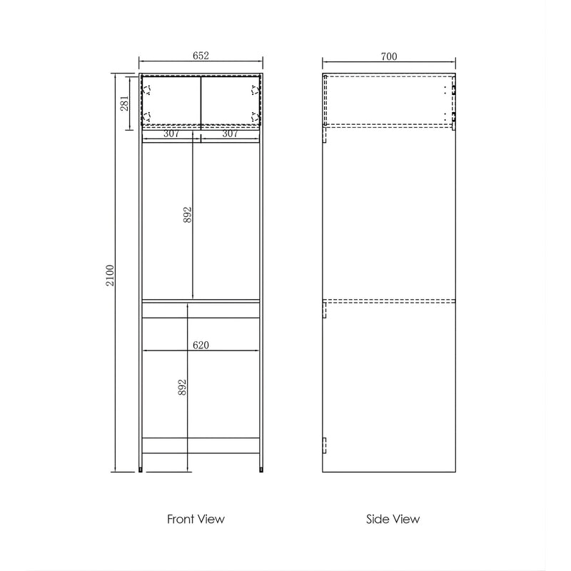 OTTI HAVANA WOODLAND OAK 2100MM LAUNDRY TALL WASHING MACHINE CABINET